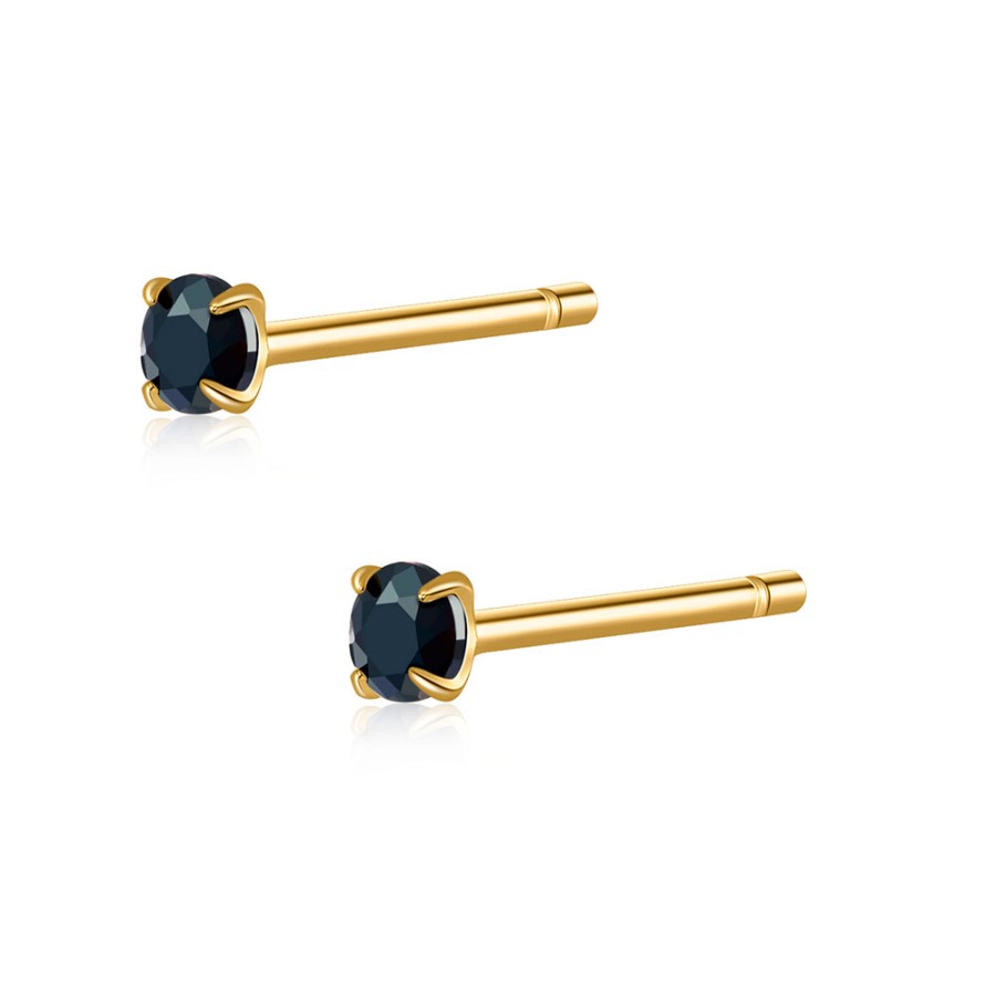 Pendientes Par Mini Circonita negra Gold
