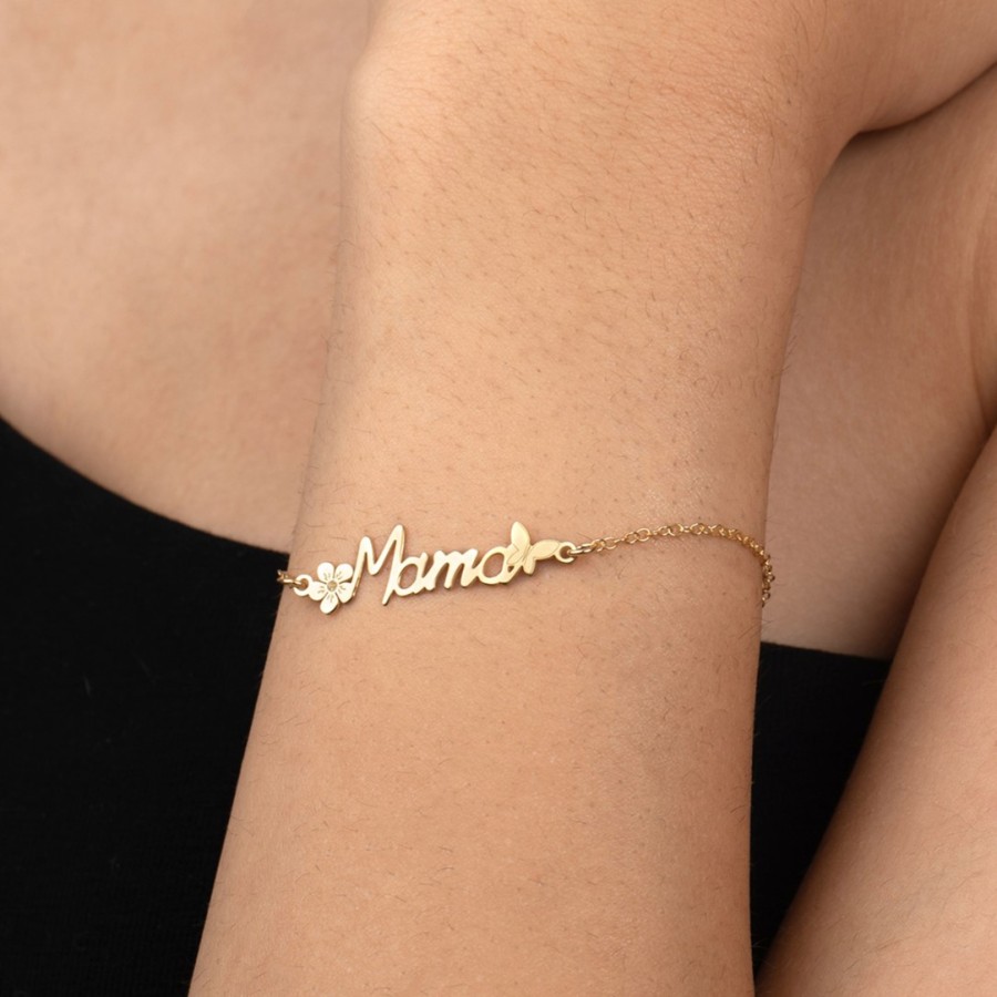 Pulsera Mama Mariposa y Flor Gold