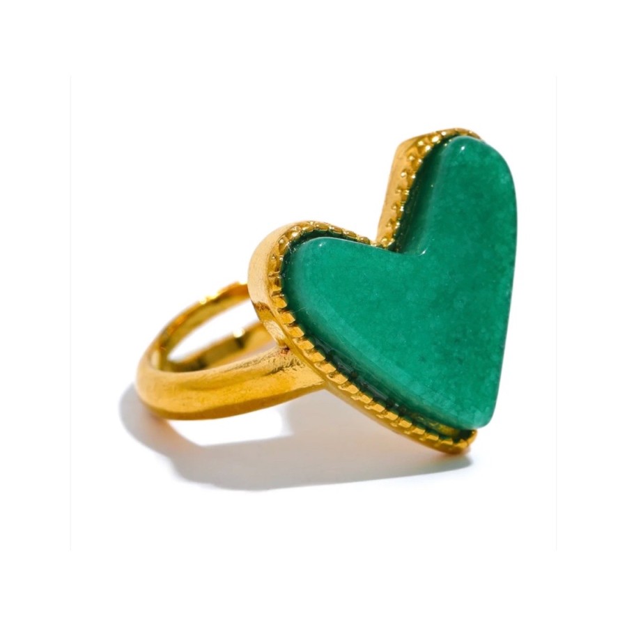 Anillo Ajustable Agatha Verde Gold