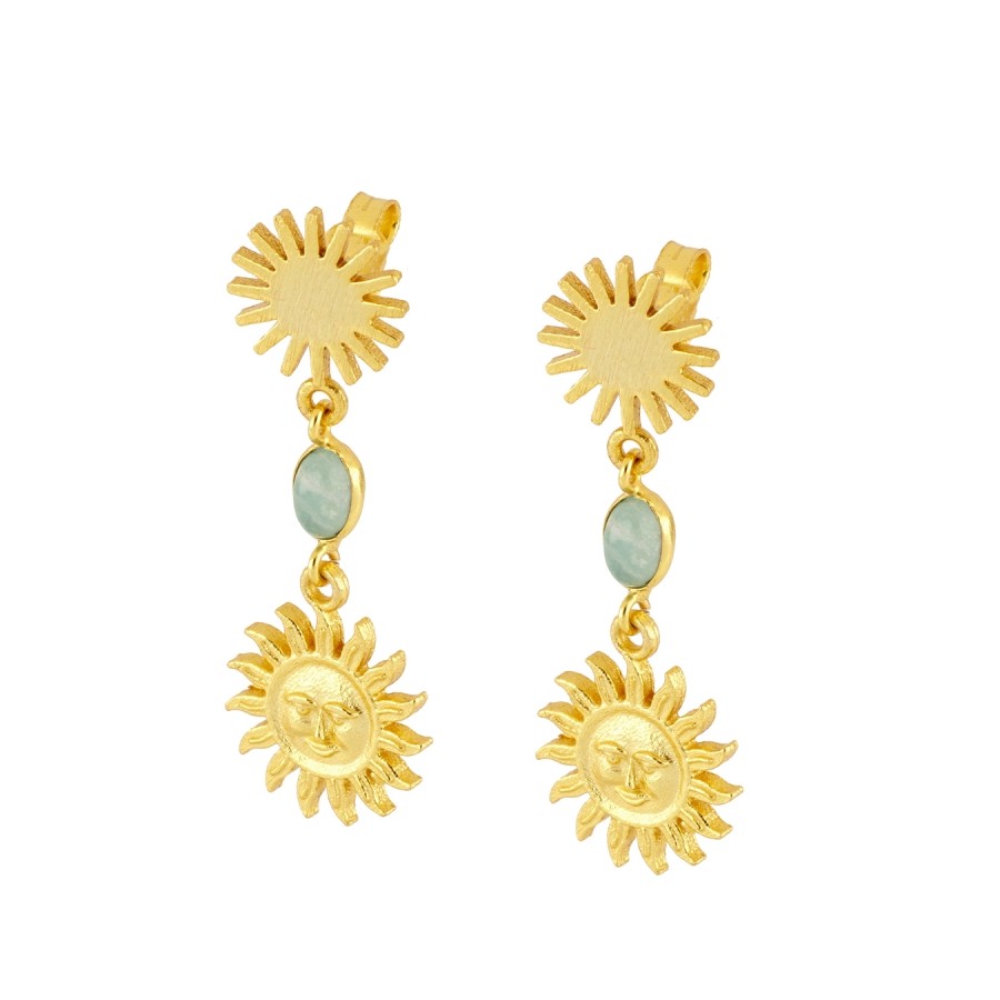 Pendientes Sol Piedra Gold (Elige tu color)