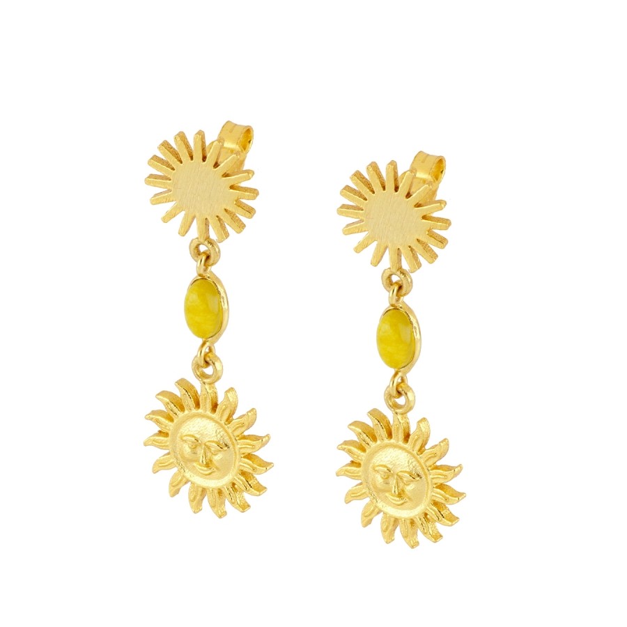 Pendientes Sol Piedra Gold (Elige tu color)