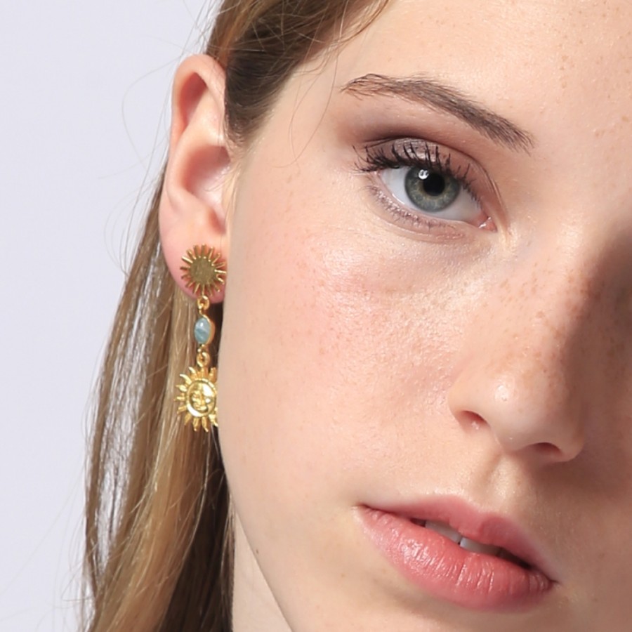 Pendientes Sol Piedra (Elige tu color)