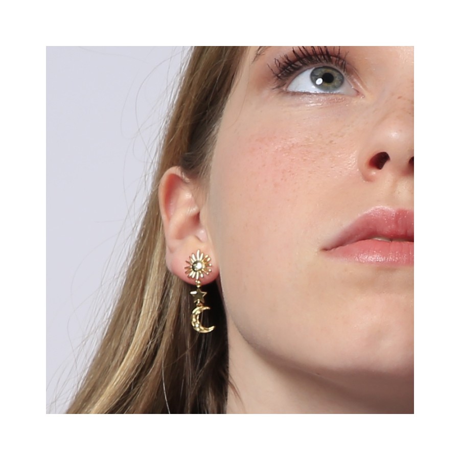 Pendientes Sol Estrella Luna Gold