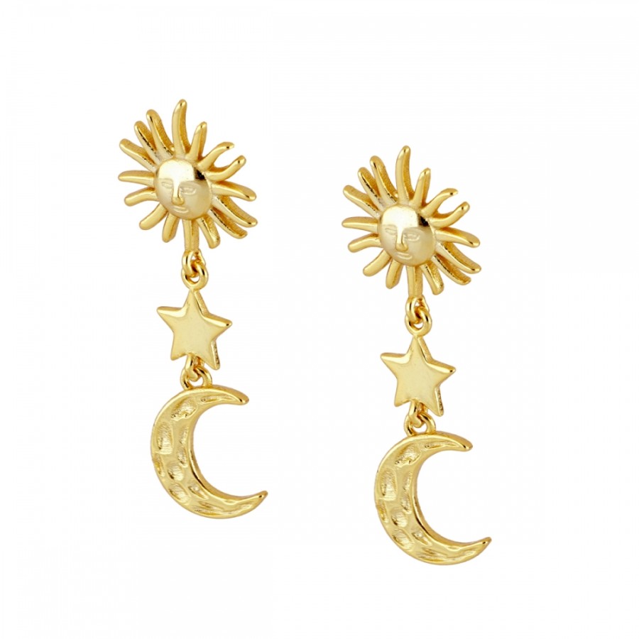 Pendientes Sol Estrella Luna Gold