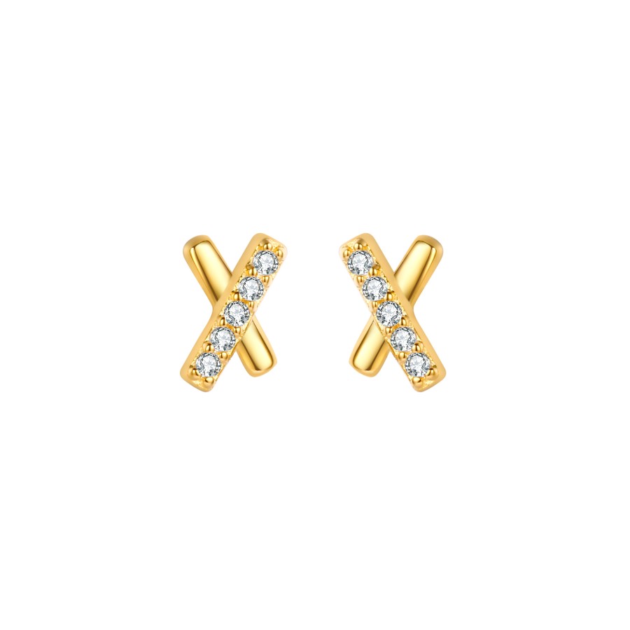 Pendientes Cruz Circonita Gold