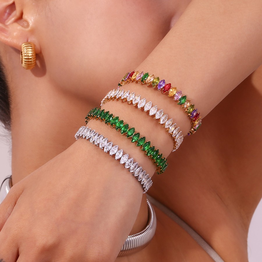 Pulsera Estirable Circonitas Gold (Elige tu color)