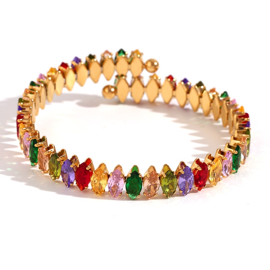 Pulsera Estirable Circonitas Gold (Elige tu color)