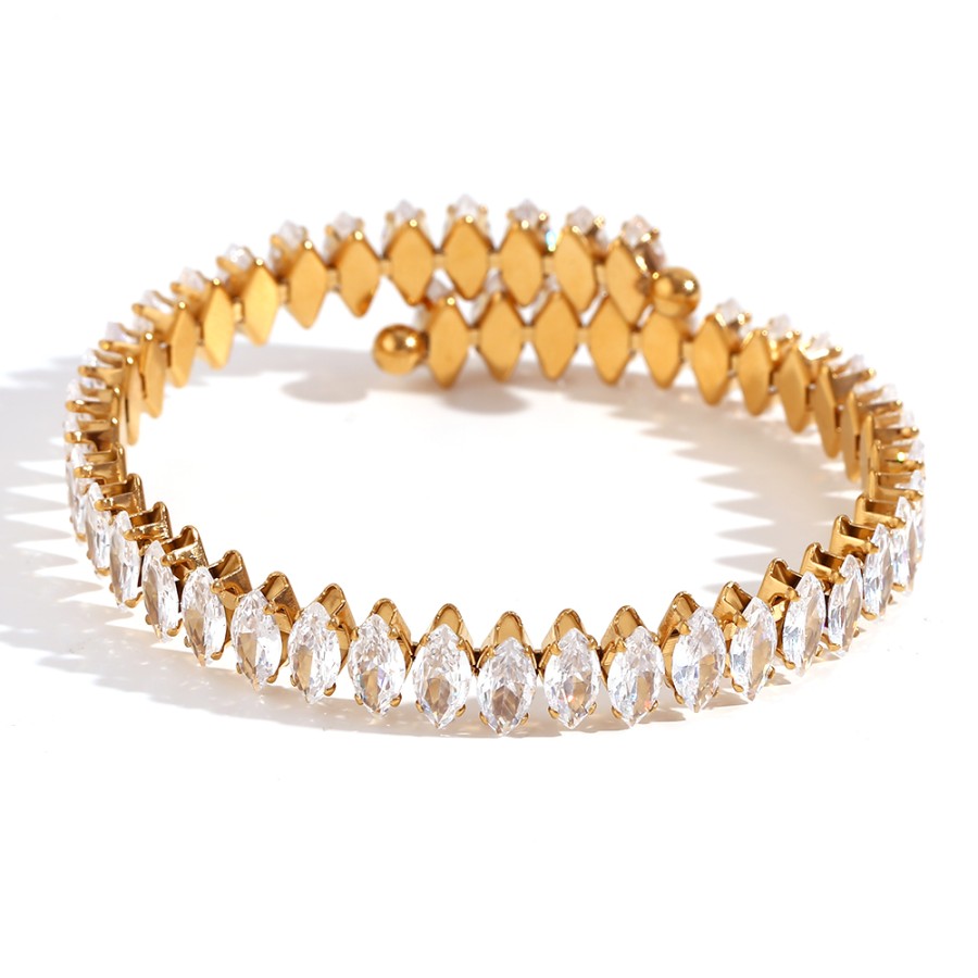 Pulsera Estirable Circonitas Gold (Elige tu color)
