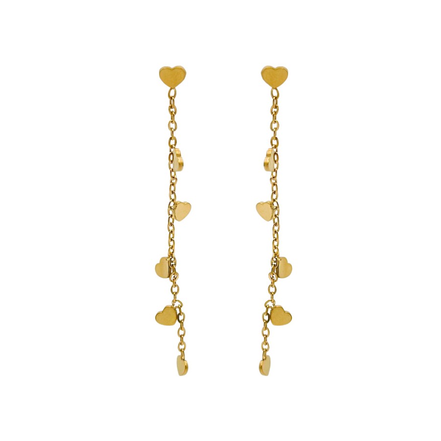 Pendientes Cadena Corazones Gold