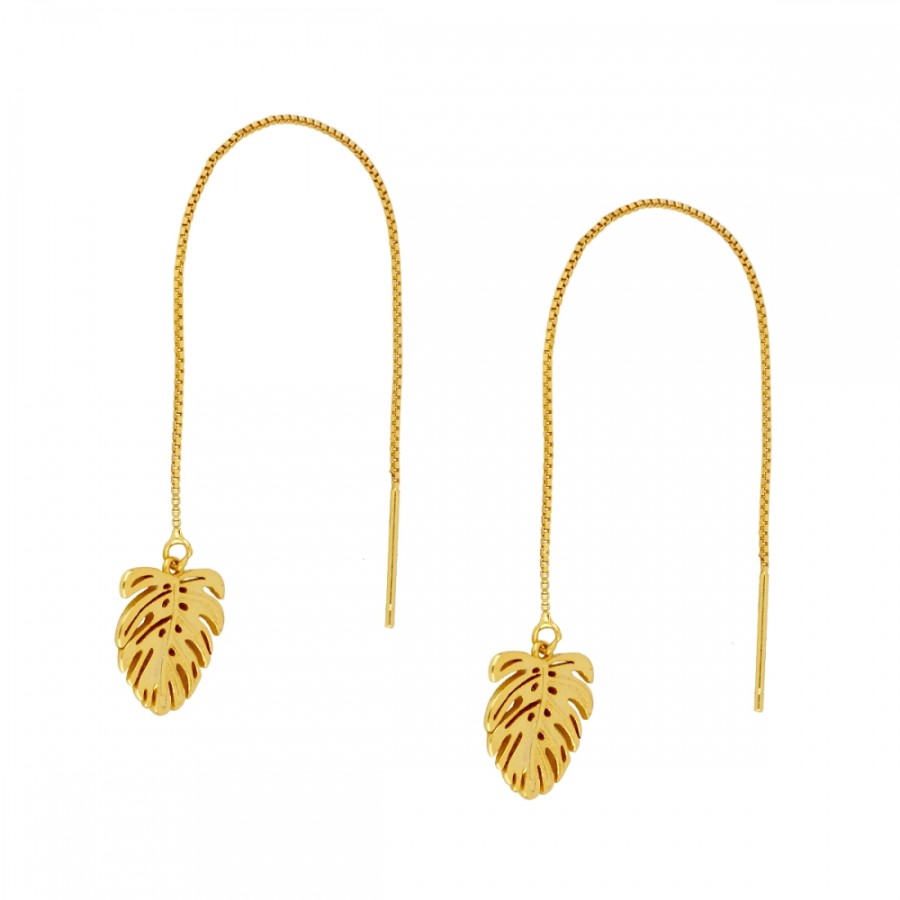 Pendientes Cadena + Hoja Gold