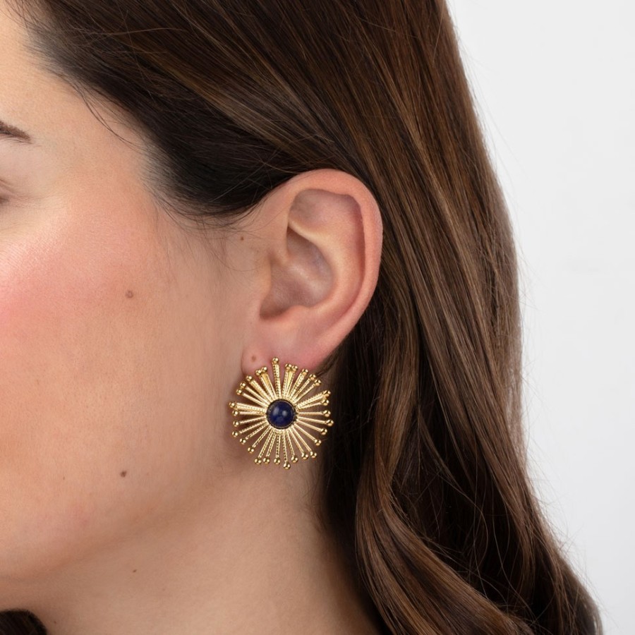 Pendientes Flo Lapislú Gold