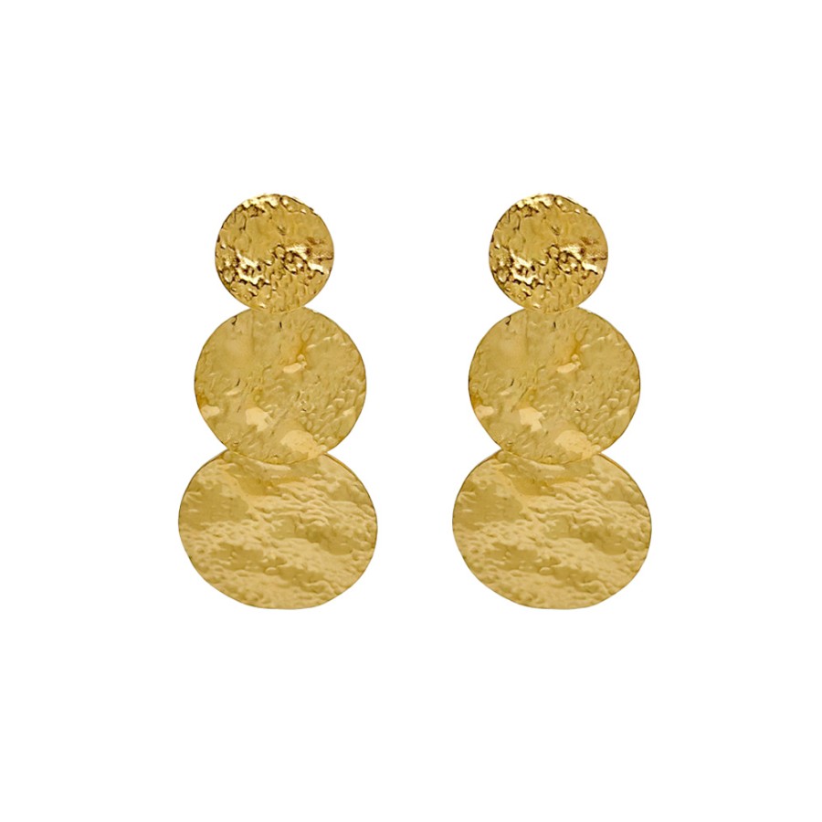 Pendientes Triple Chapa Amartillada Gold