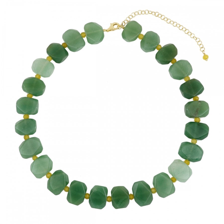 Collar Jade Natural Verde Gold