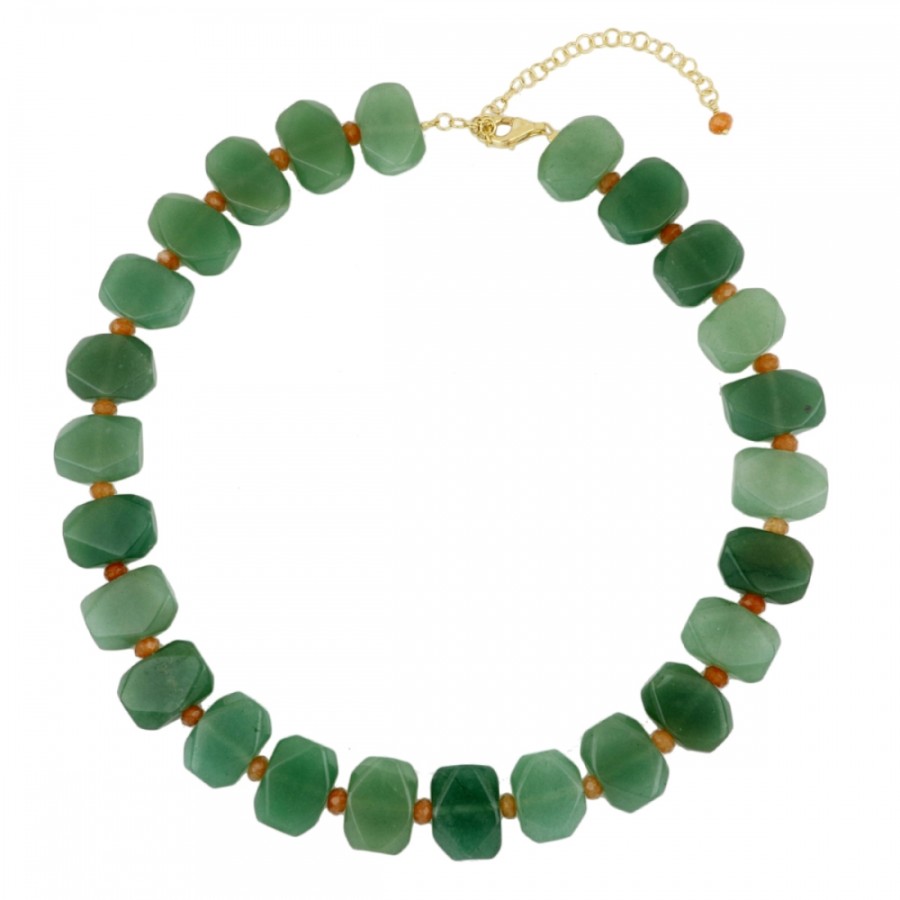 Collar Jade Natural Verde Gold