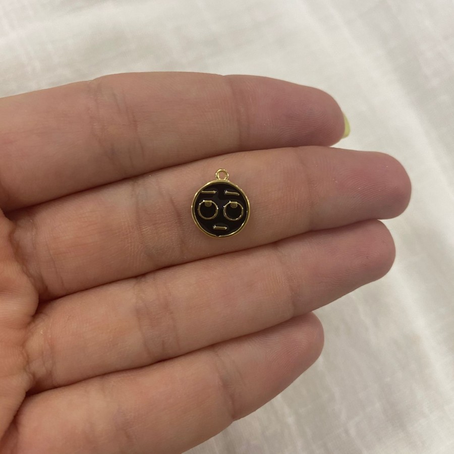 Charm Smile Pensativo Negro Gold