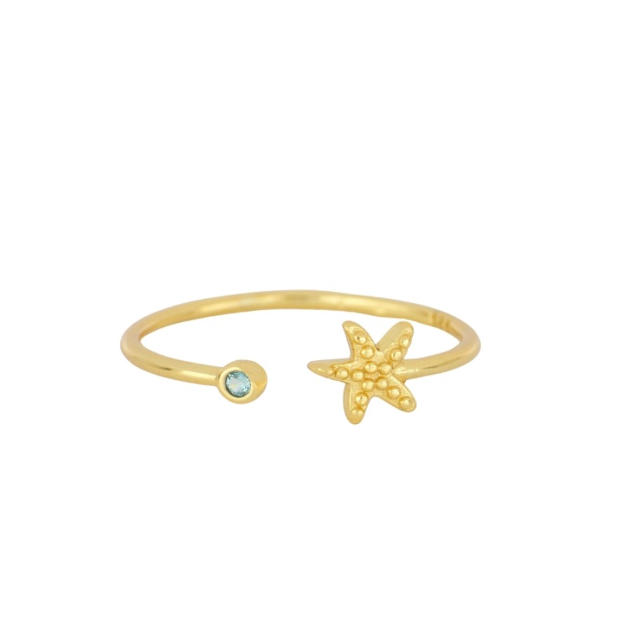 Anillo Estrella Mar Circonita Gold