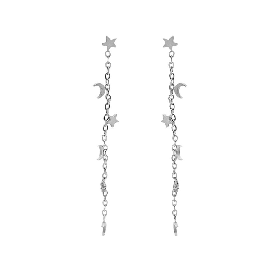 Pendientes Cadena Luna Y Estrellas