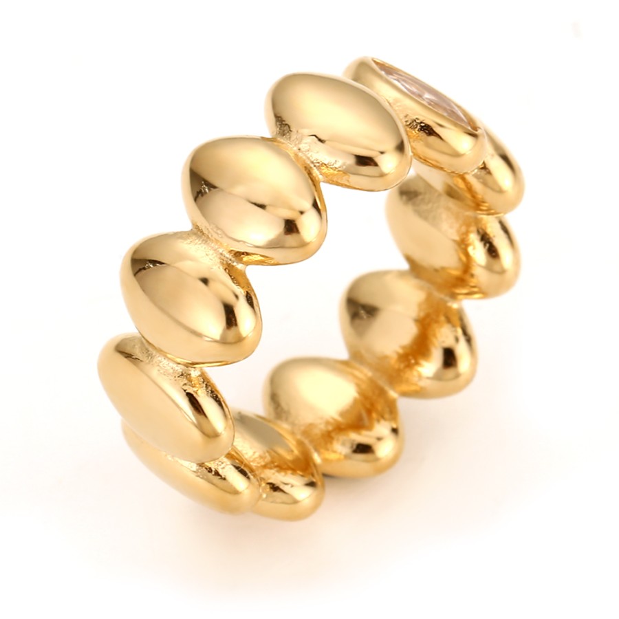 Anillo Óvalos Circonita Gold