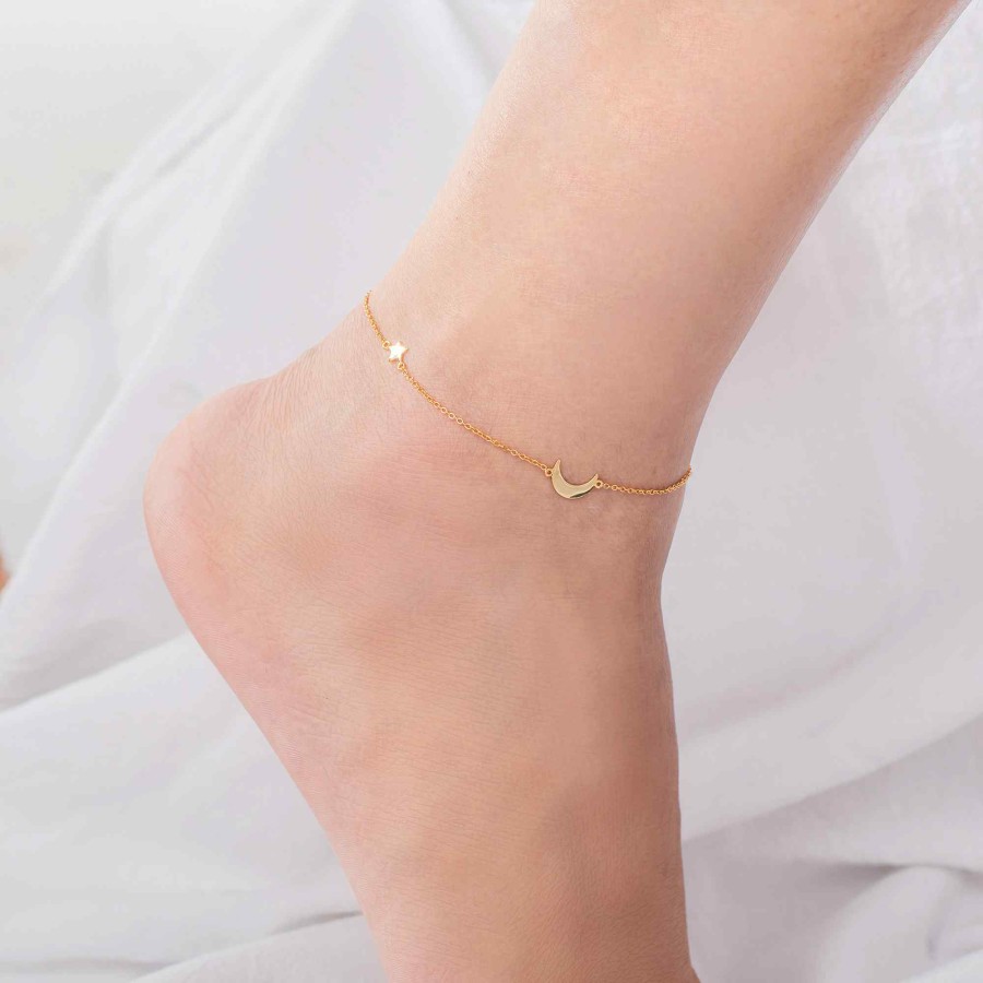 Tobillera Estrellas y Luna Gold