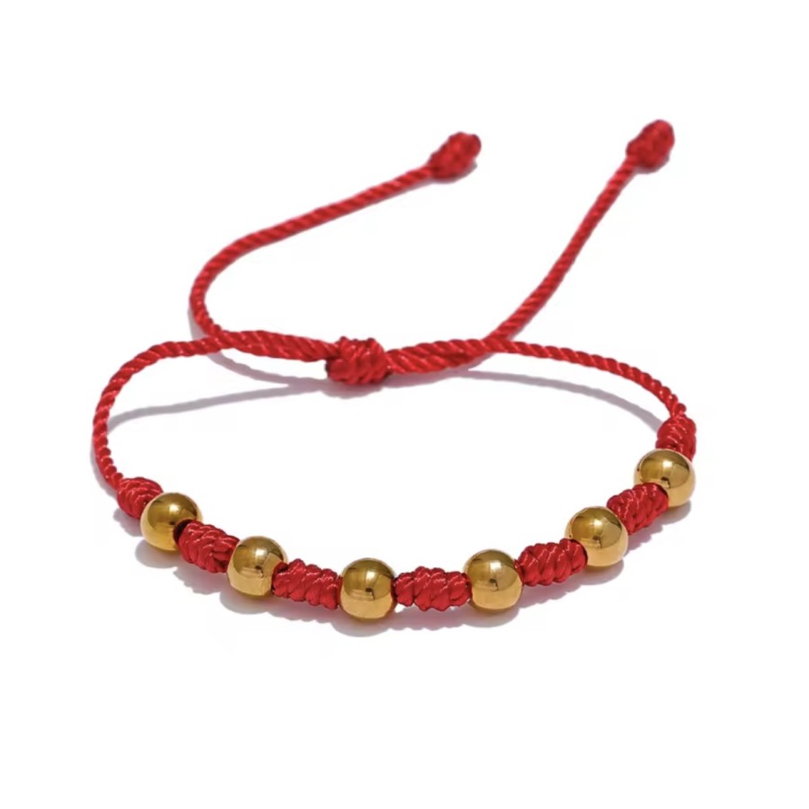 Pulsera 7 Nudos Mal de Ojo Bolitas Gold