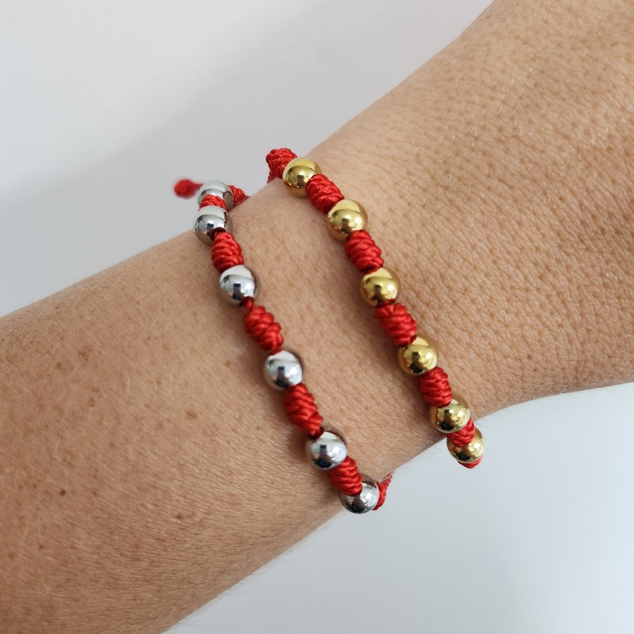 Pulsera 7 Nudos Mal de Ojo Bolitas Gold