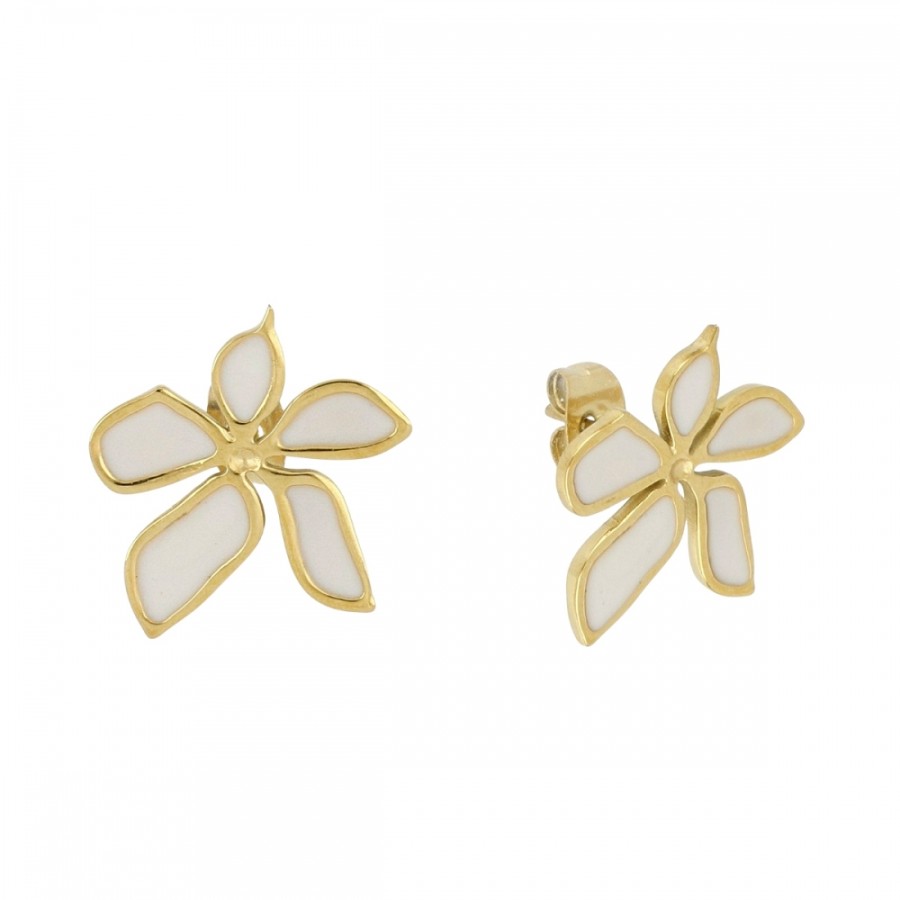 Pendientes Flor Enamel Gold