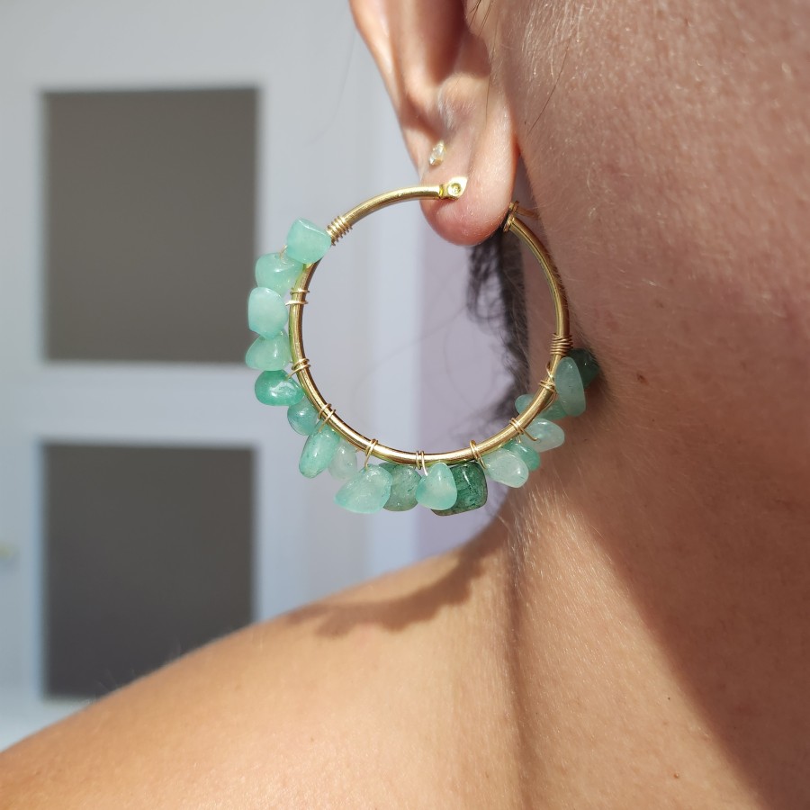 Pendientes Aqua Amazonita Gold