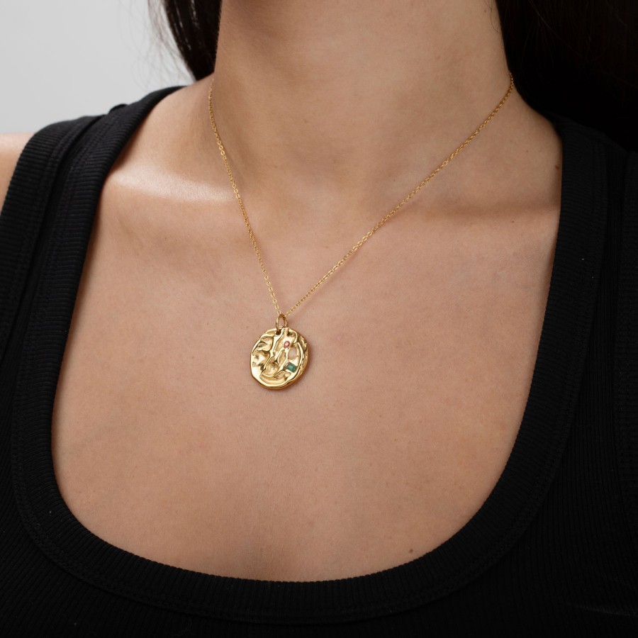 Collar Medalla Amartillada Circonitas