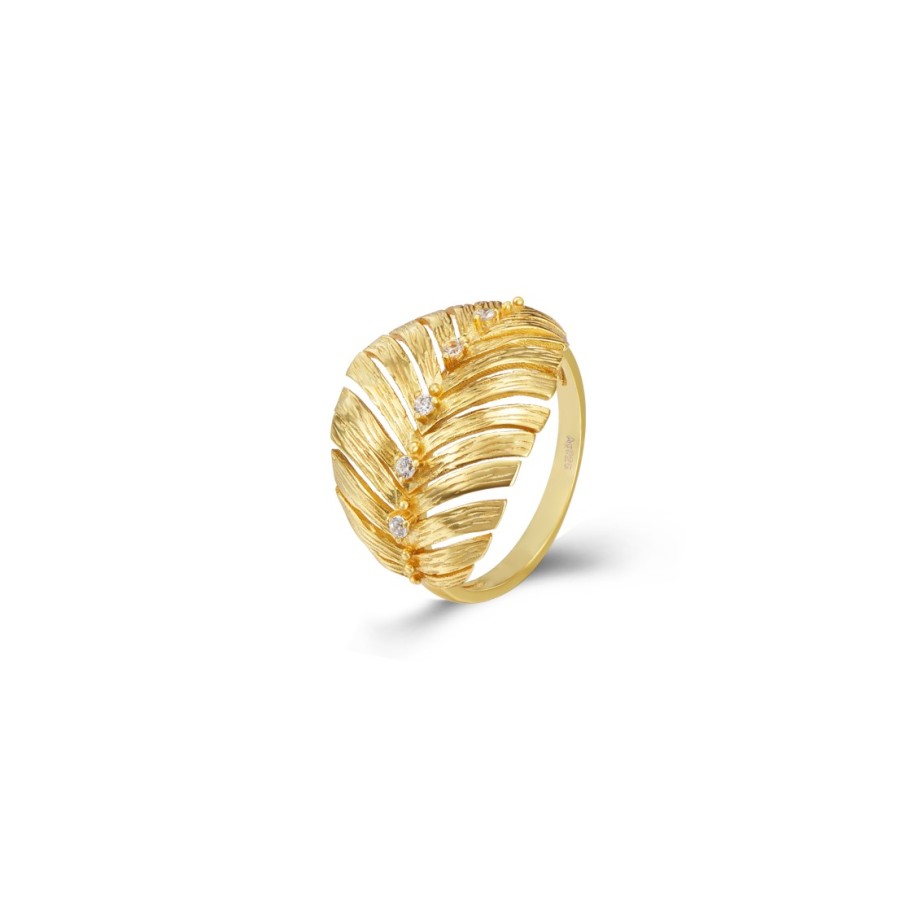 Anillo Pluma Circonitas Gold