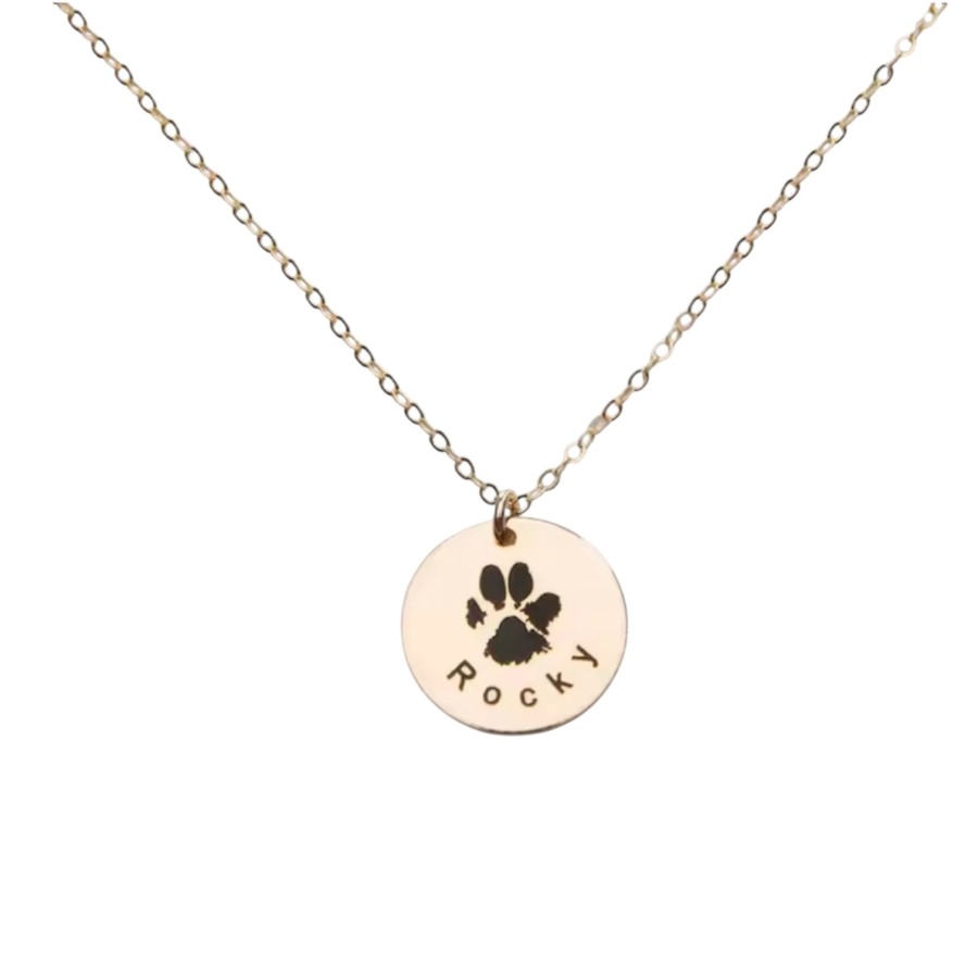 Collar Huella + Texto Gold