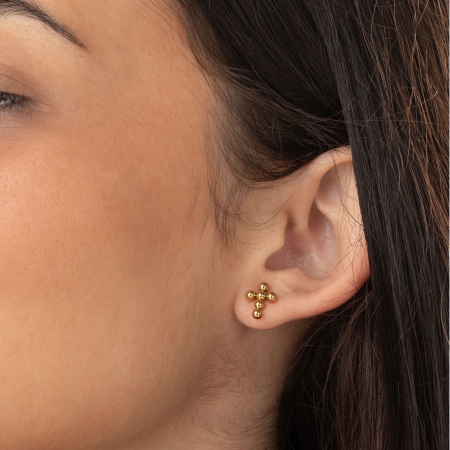 Pendientes Cruz Bolitas