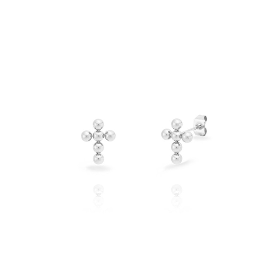 Pendientes Cruz Bolitas