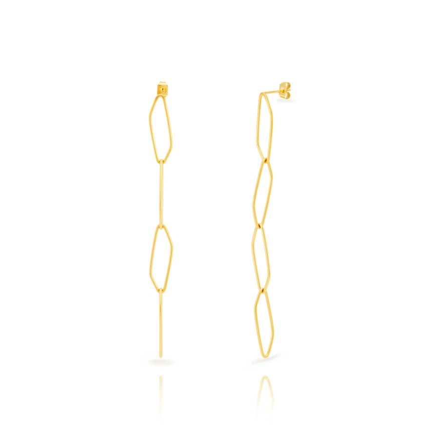 Pendientes Largos Rombos Gold