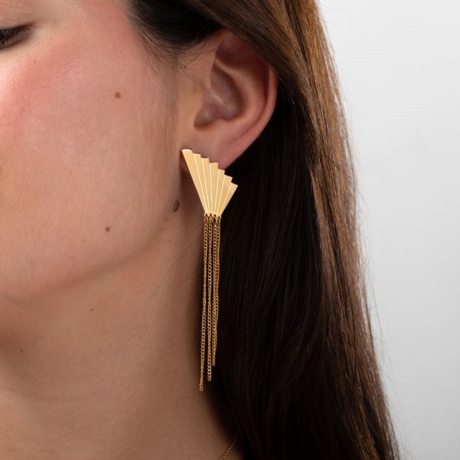 Pendientes Largos Abanico Cadena