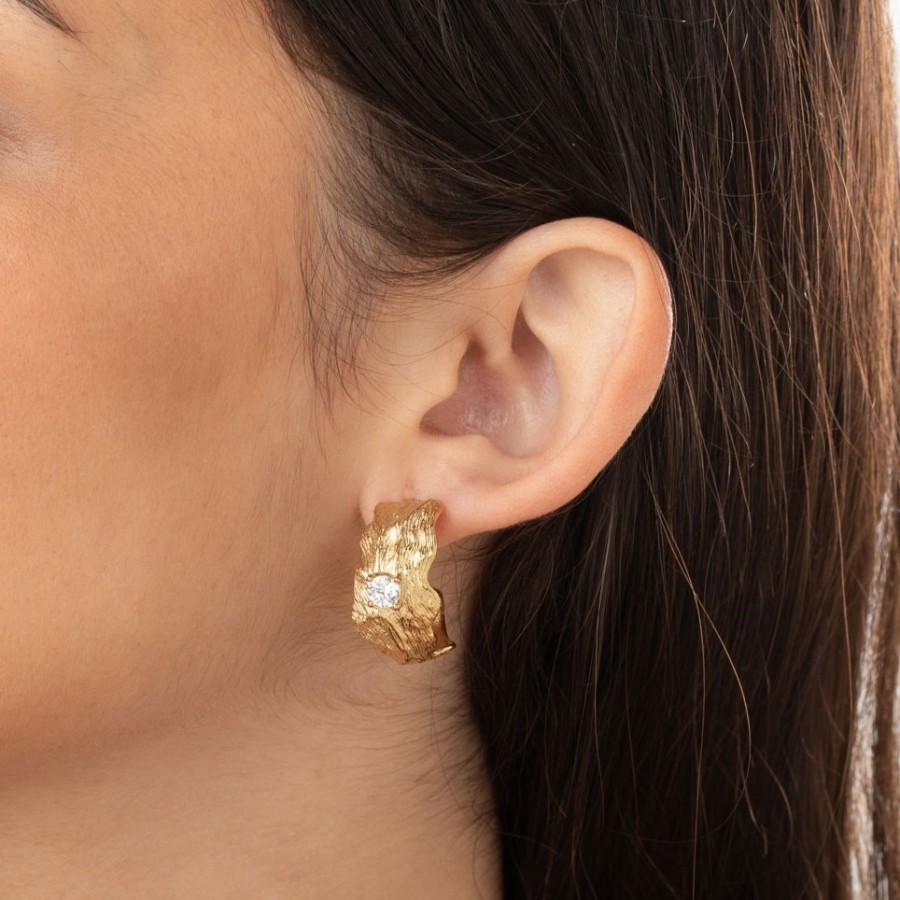 Pendientes Aro Pluma Circonita