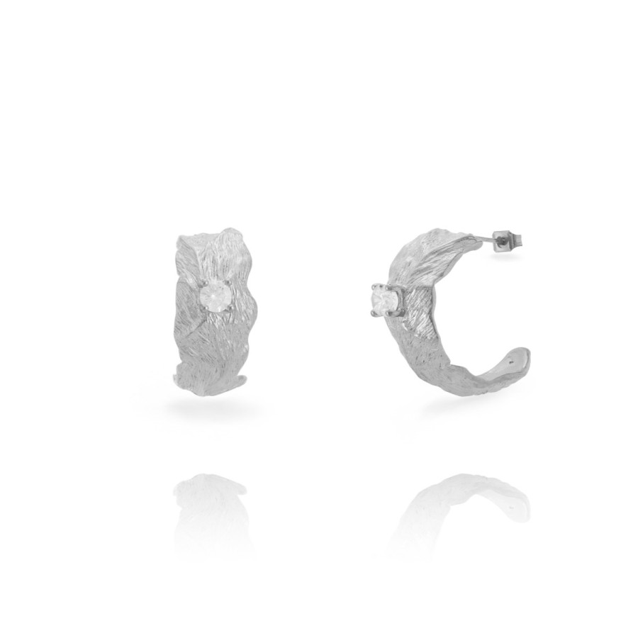 Pendientes Aro Pluma Circonita