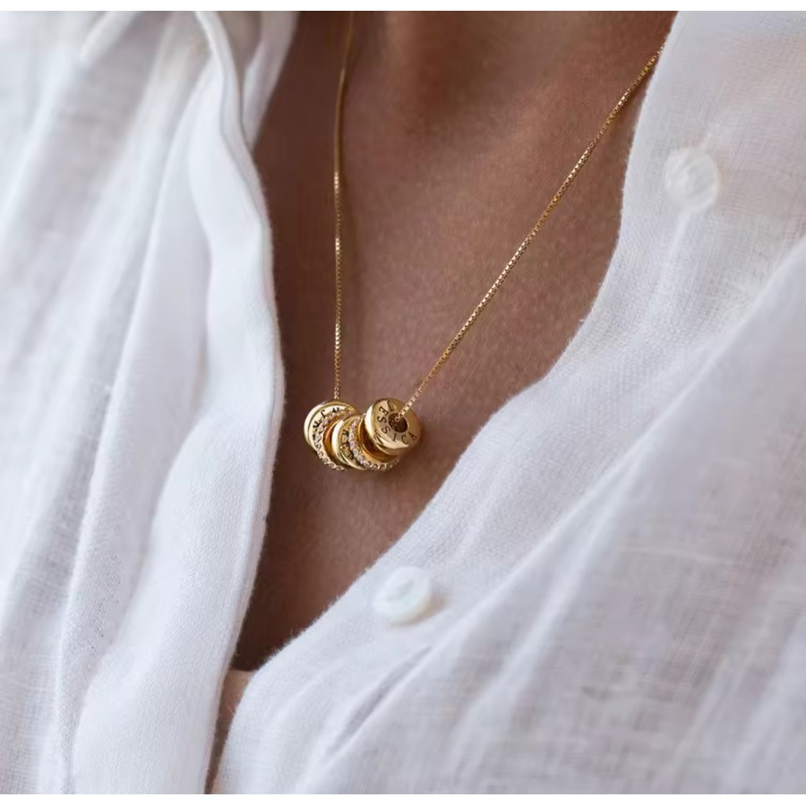 Collar Discos 1 a 7 nombres Gold