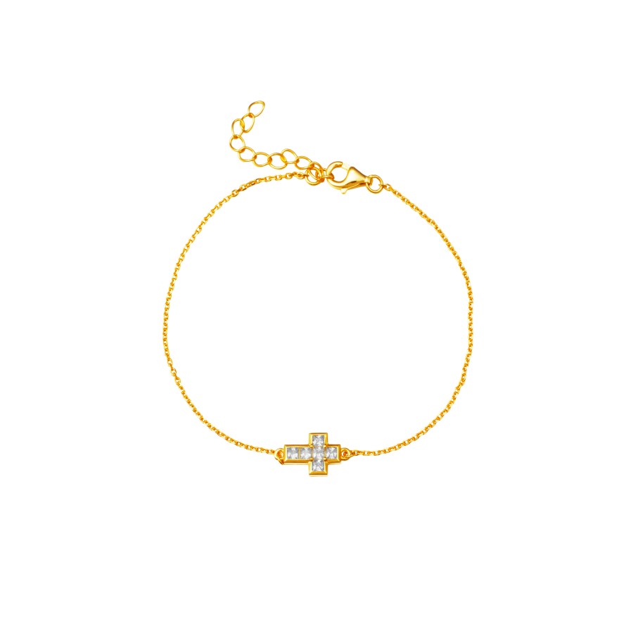 Pulsera Cruz Circonitas Gold (Elige...