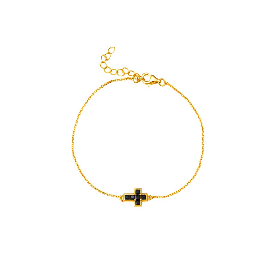 Pulsera Cruz Circonitas Gold (Elige tu color)