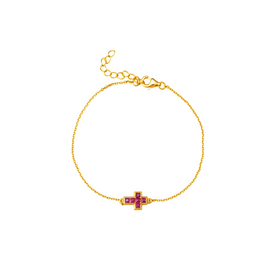 Pulsera Cruz Circonitas Gold (Elige tu color)