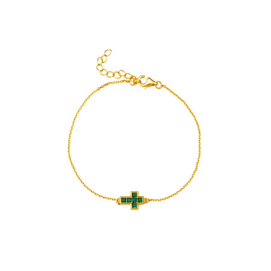 Pulsera Cruz Circonitas Gold (Elige tu color)