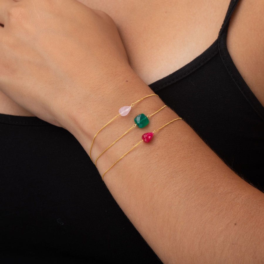 Pulsera Mineral Ovalado Gold (Elige tu color)