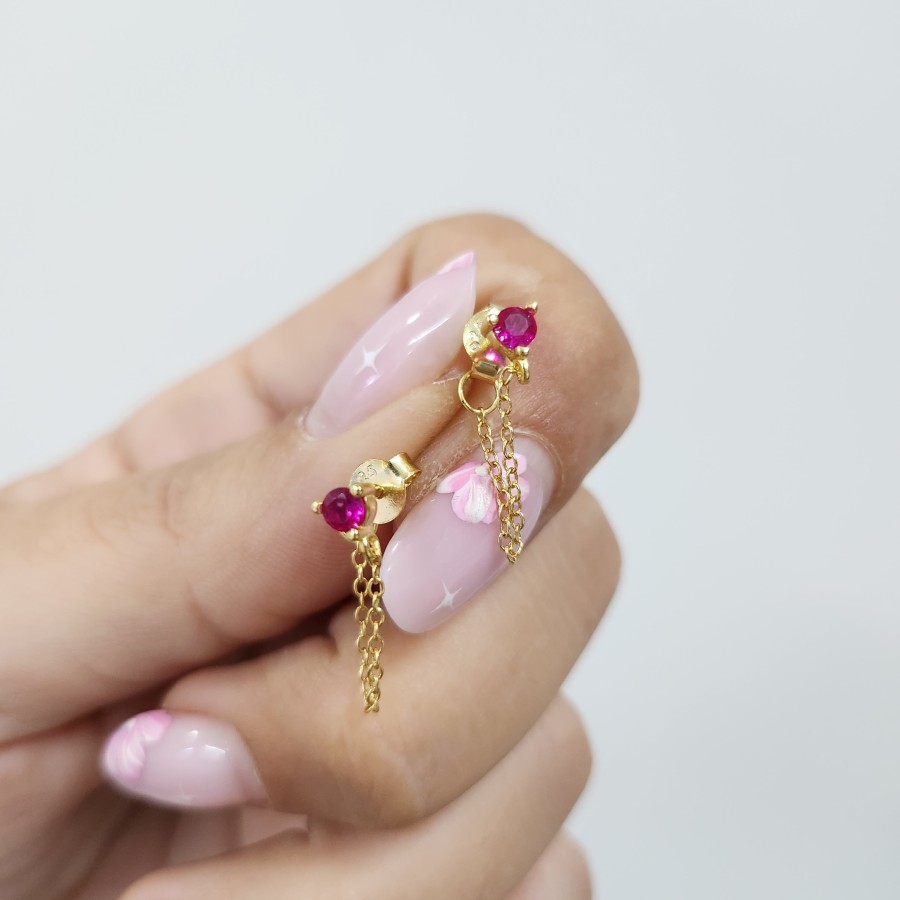 Par de Pendientes Circonita Rosa...