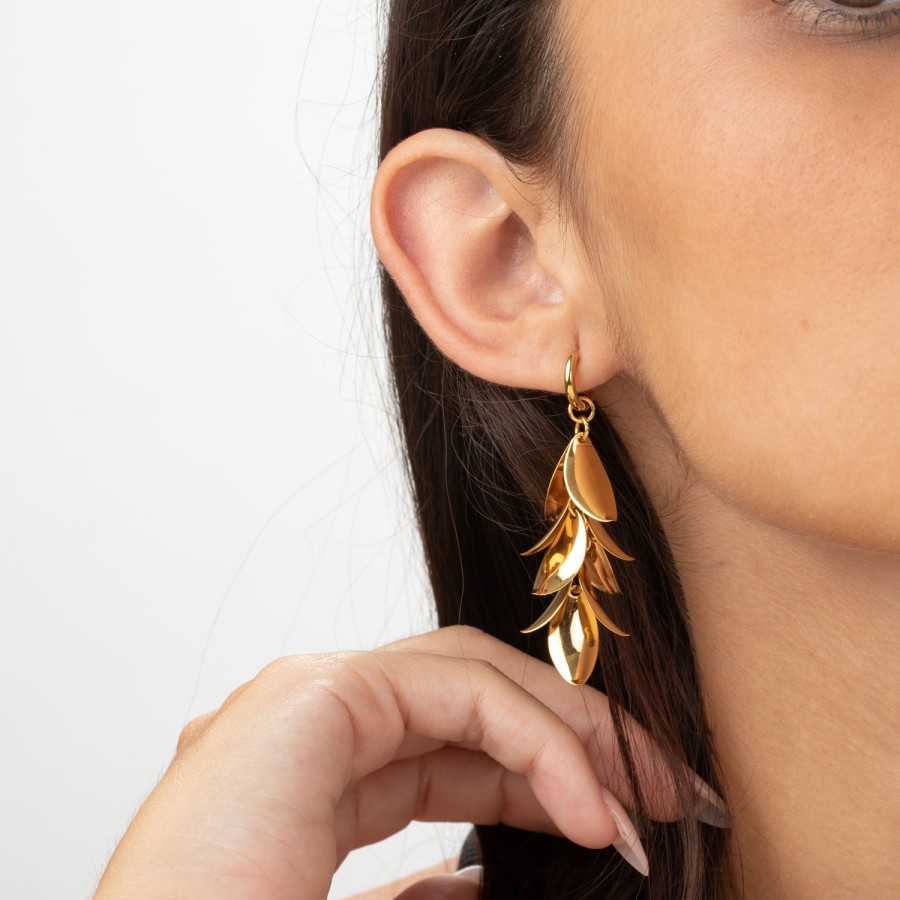 Pendientes Conjunto de Hojas Gold