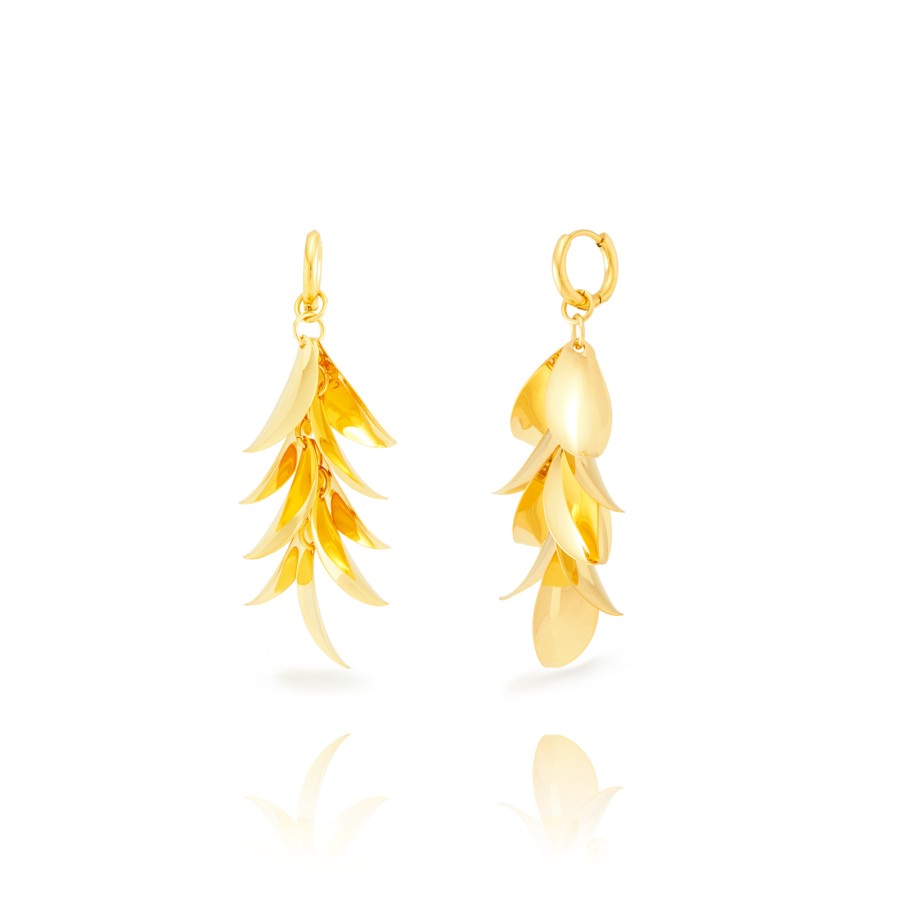 Pendientes Conjunto de Hojas Gold