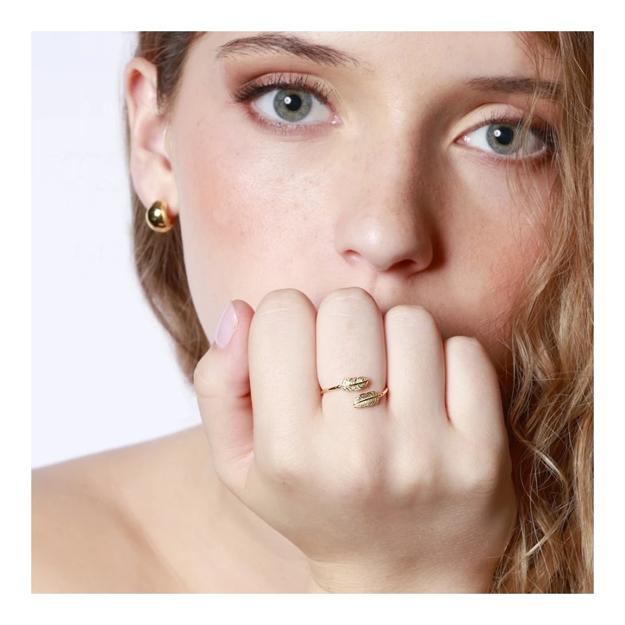 Anillo Hojass Abierto Gold