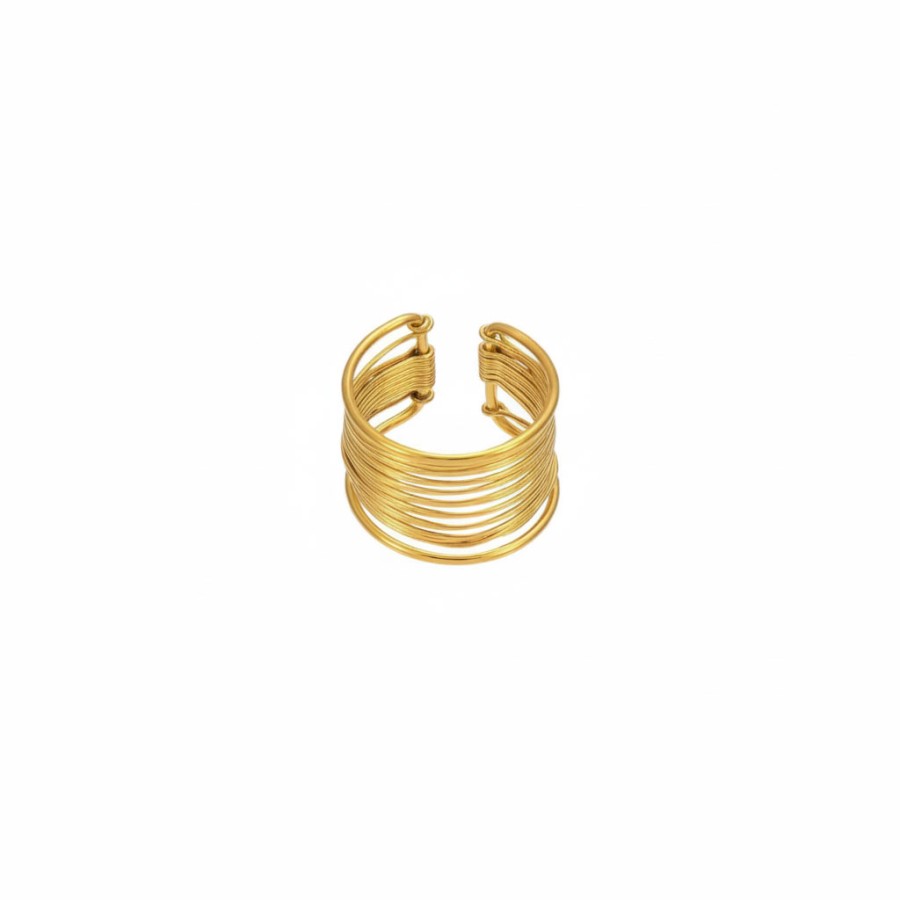 Anillo Abierto Ajustable Hilos Gold