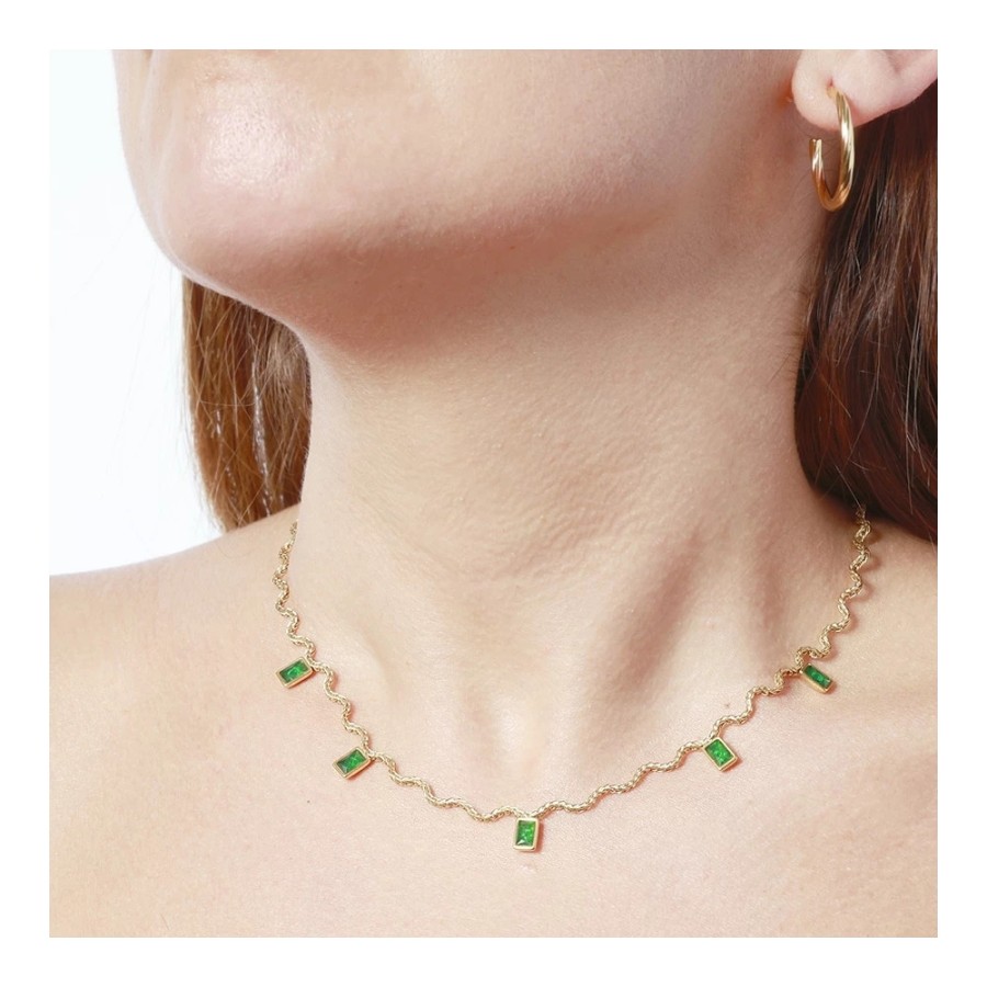 Collar Luxe Circonitas Verdes Gold