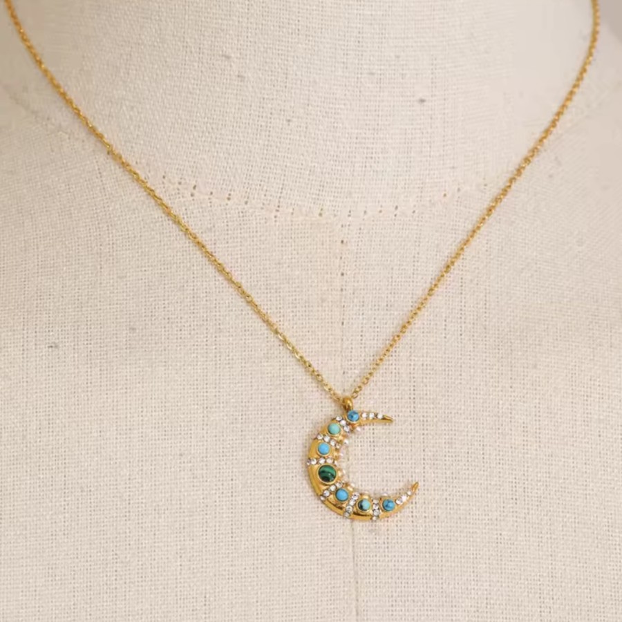 Collar Luna Turquesa Gold