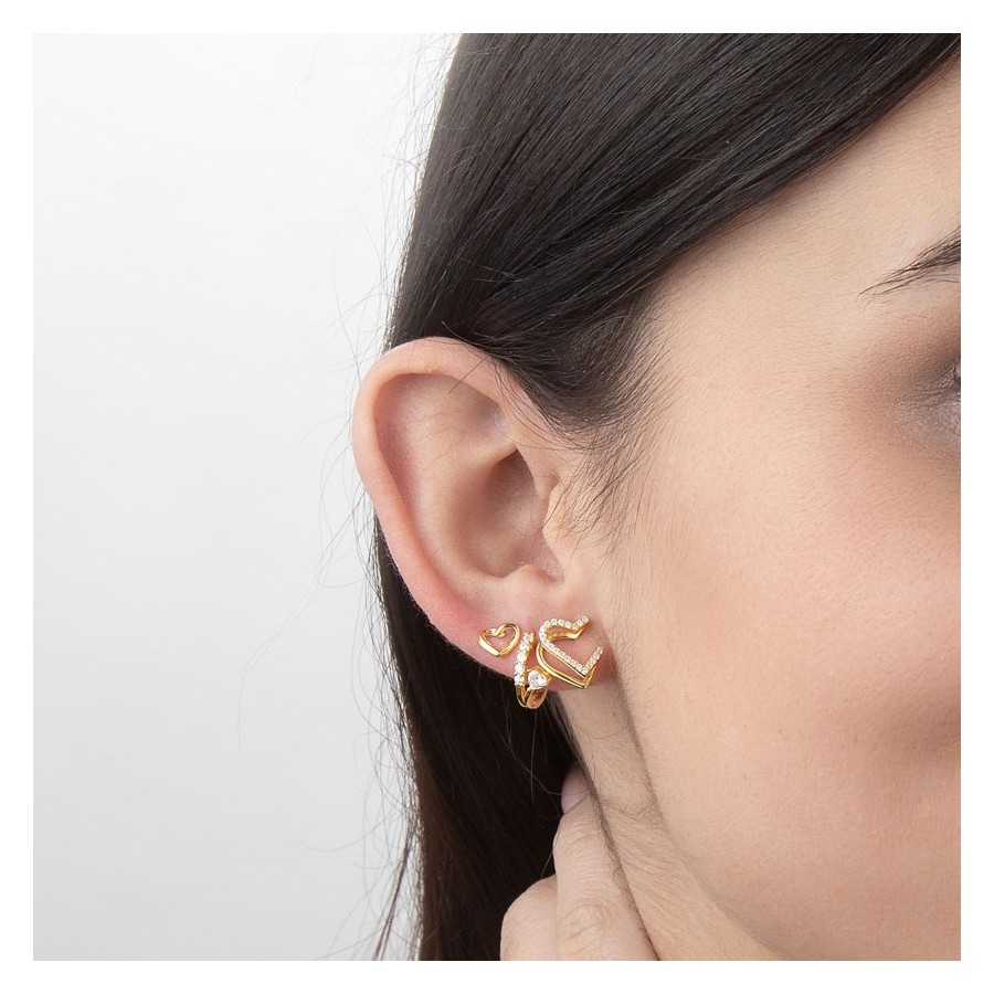 Pendientes Doble Corazón Circonitas